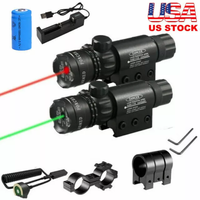 Green Red Dot Laser Sight Switch Rifle Scope With Rail Mount For Gun Hunting