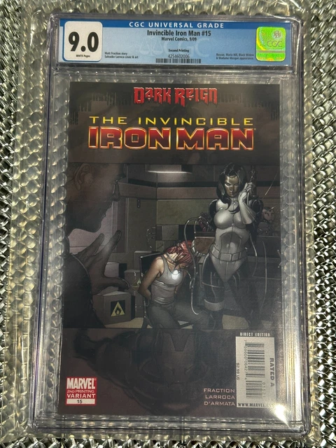 Invincible Iron Man #15🤖CGC 9.0 NM-🤖2nd Print Variant-Madam Masque🤖FREE SHIP