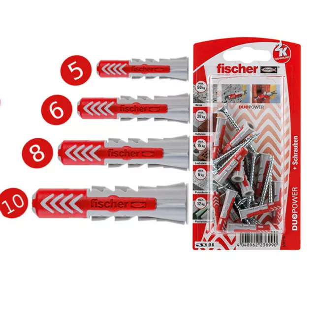 Fischer 5 6 8 10mm Nylon Dübel + Schrauben DUOPOWER Spreizdübel Hohlraumdübel