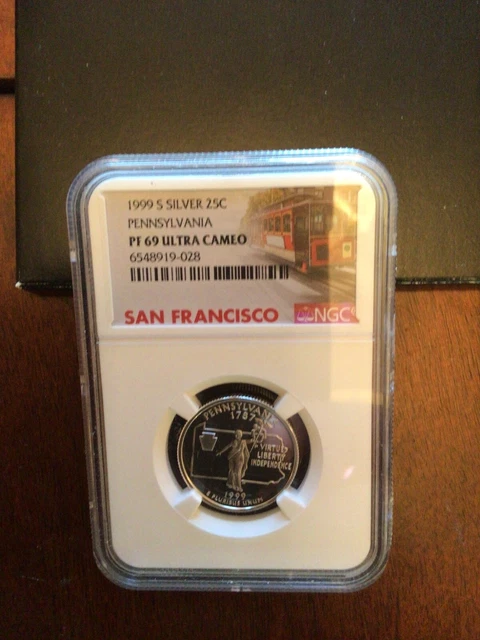 1999s silver Pennsylvania NGC PF69 trolley core