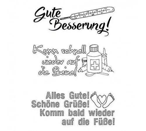 Efco Stempel Clear „Gute Besserung!“, transparent, A7/ 74 x 105 mm, 3-teilig