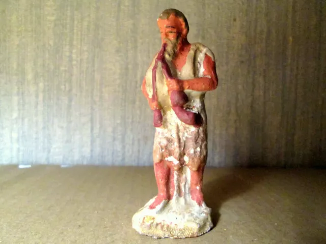 ancien SANTON DEVINEAU Church Figurine le JOUEUR de BIGNOU h: 9 cm Creche