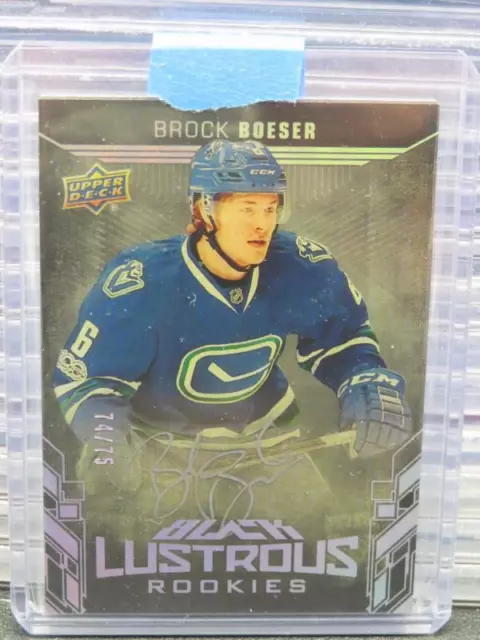 2017-18 SPx Brock Boeser UD Black Lustrous Rookie Auto Autograph #74/75 Canucks