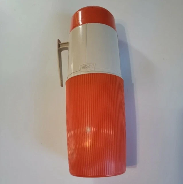 Vtg 12" Orange Thermos Hot Cold Travel Coffee Tea Mug With Cup Lid 28 Oz