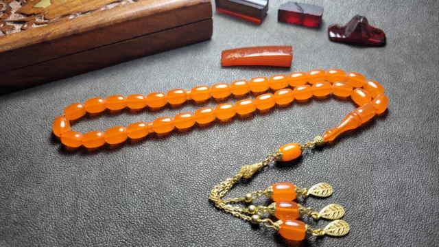 Premium - 100% Original - Amber Bakelite Muslim Prayer Beads Tasbih Misbaha
