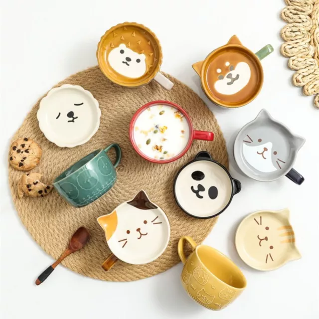 Cute Animals Ceramic Novelty with Lid Tumbler Cup Tea Cup Coffee Mug Drinkware