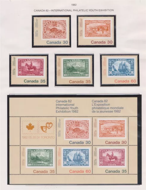 (F223-50) 1982 Canada 5stamps &M/S 82 philatelic Exhibit mint (AY)