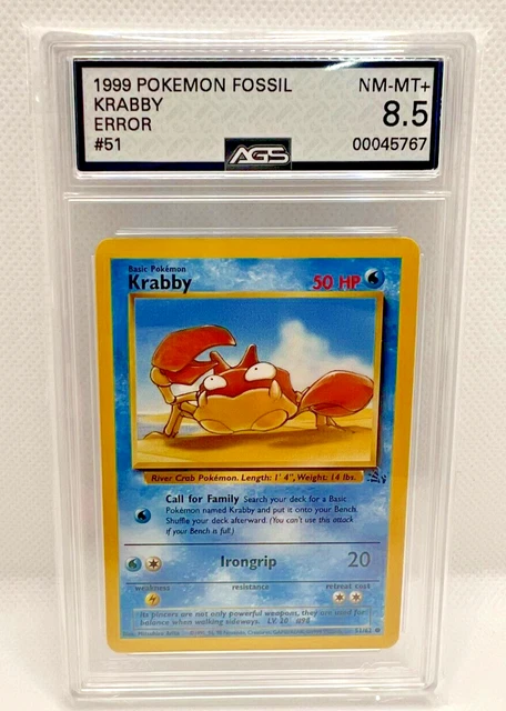 POKEMON CARD KRABBY fossil set ERROR MISPRINT 51/62 RARE Great