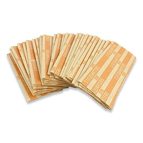 Flat Tubular Coin Wrap, Quarters, 10.00, Orange, 1,000/box