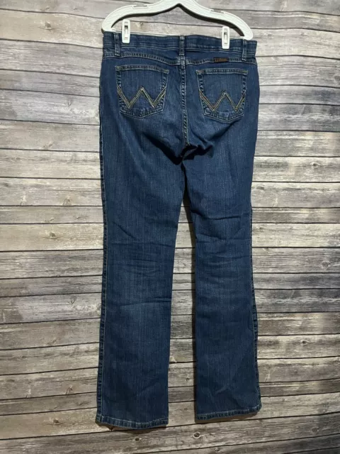 Wrangler Jeans Womens 11/12 x 36 Dark Blue Wash Q Baby Mid Rise No Gap Waistband