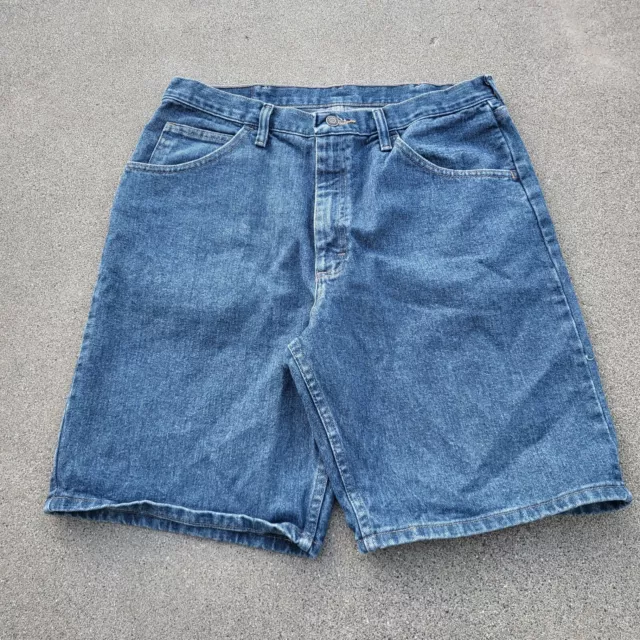 Wrangler Bermuda Shorts 33 Blue Relaxed Casual Work Dad Faded Jorts Denim Tag 34