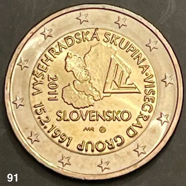★ 2011 Eslovaquia ★ 2 Euros Conmemorativa  20 Aniv. Grupo De Visegrado ★ S/C