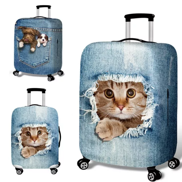 25-32" Cat Dog Elastic Luggage Trolley Case Cover Durable Suitcase Protector HQ