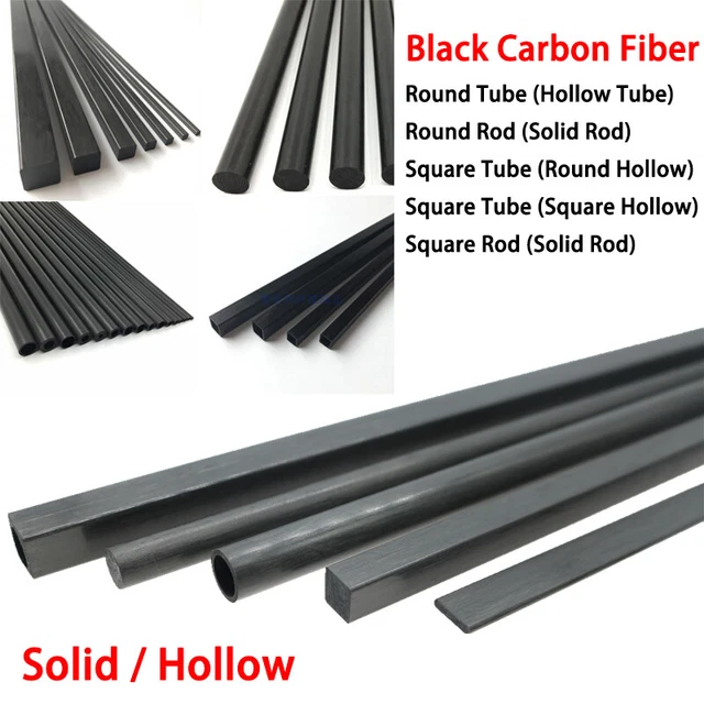 Round/Square Black Carbon Fiber Solid Rod Hollow Tube Many Sizes For RC Airplane