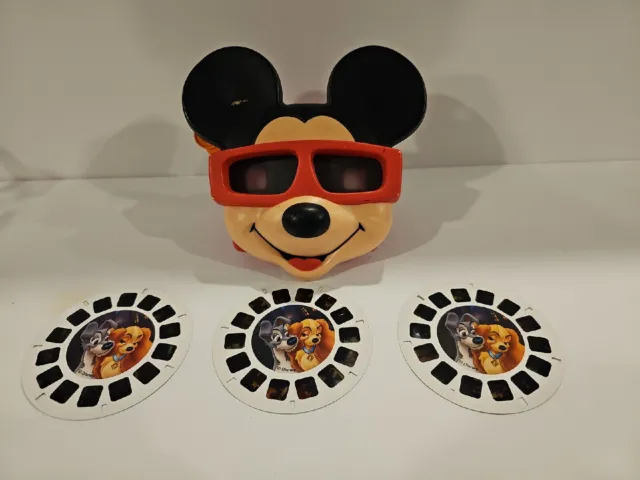 Vintage Ideal View-Master Mickey Mouse Face 3D Viewer With 3 Lady & Tramp Reels