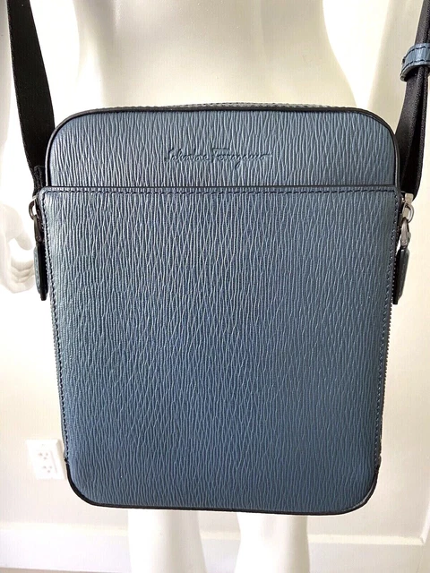 SALVATORE FERRAGAMO Crossbody Bag PETROL BLUE PEBBLE CALF 240493-723520 MSRP 950