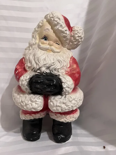 Vtg Kitschy Santa Atlantic Mold 15" Ceramic Winking Christmas Statue MCM