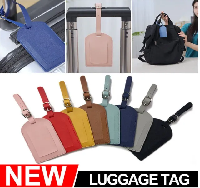 Leather Luggage Tags Suitcase ID Card Name Label Baggage Holiday Travel Address