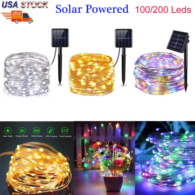 Outdoor Solar String Lights LED Waterproof Copper Wire Xmas Garden Party Decor