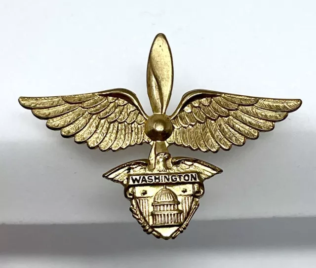 WWII Era Sweetheart Pin, Air Service Insignia with "Capital, Washington, D.C."