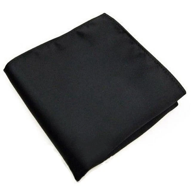Men's  Hanky Plain Color Wedding Party Square Hankerchief (Black) O7Y7Y7