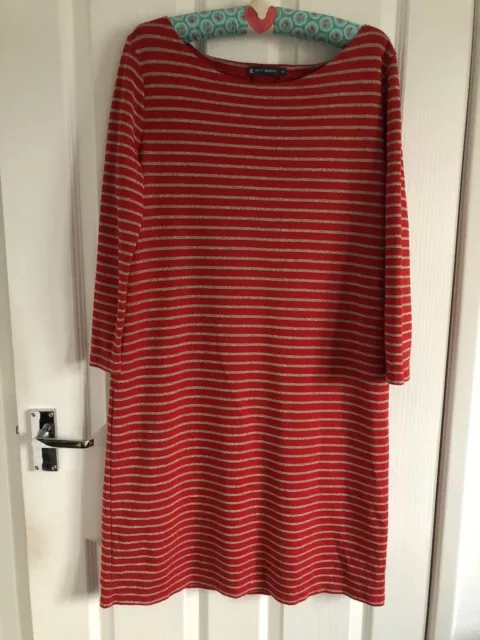 Petit Bateau red stripe dress M 14 ?  decorative bow detail