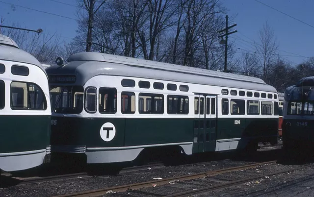 Trolley Slide - Boston T MBTA #3286 PCC Streetcar 1981 Arborway Car House Yard