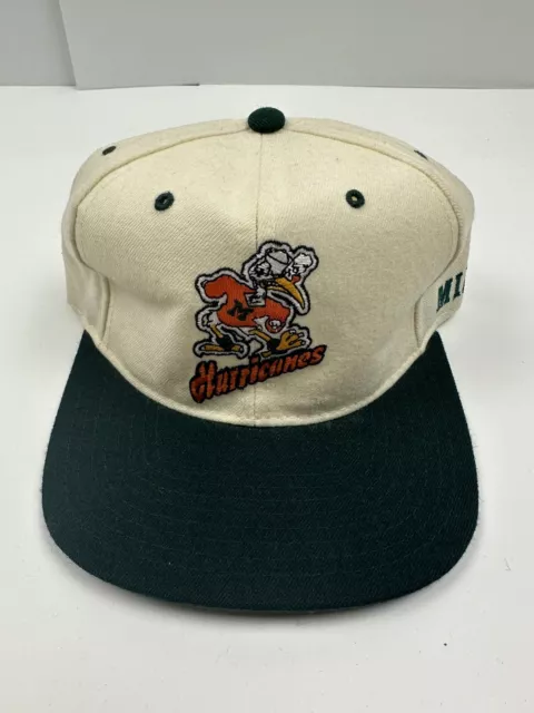 Vintage Miami Hurricanes Starter Wool SnapBack Hat NCAA 90s Cap White