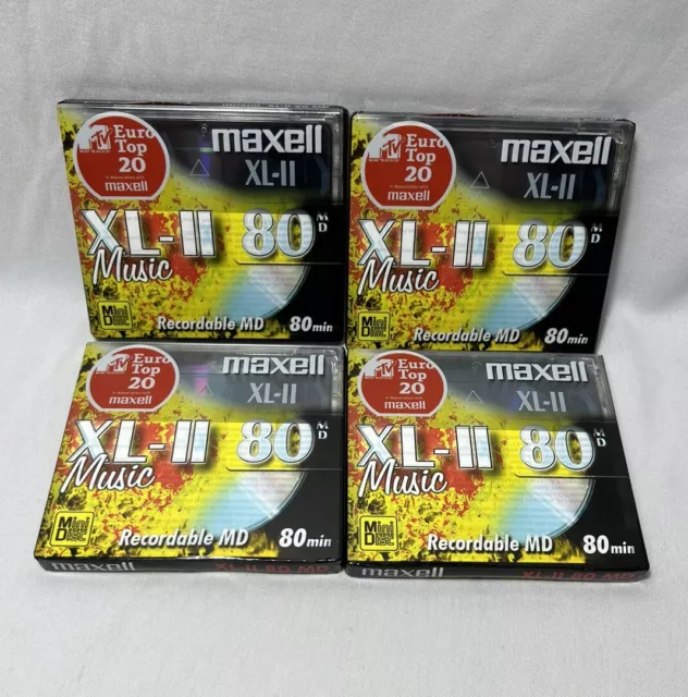 4x Maxell XL-II MD 80 min Recordable Audio Minidisc Joblot - New And Sealed