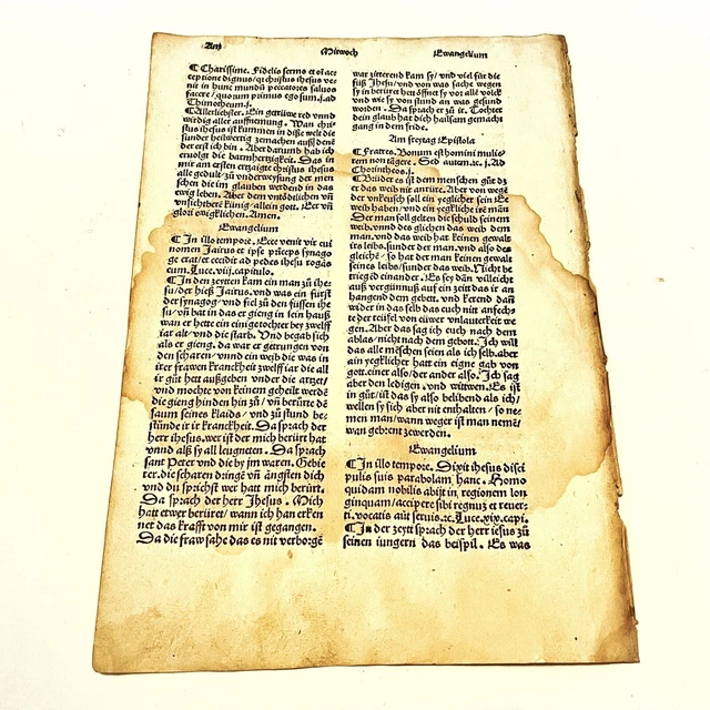 1488 Incunabula Anselm Of Canterbury Book Leaf On Christian Bible Apologetics -