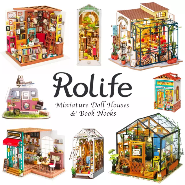 Rolife 3D Wooden Miniature Doll Houses, Book Nooks, Flower House, Cases DIY Kits