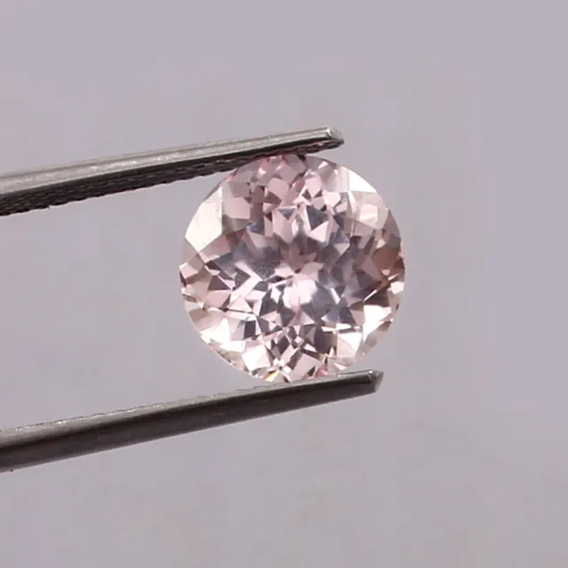 AAA 4.10 Ct Natural Flawless Pink Morganite Loose Round Cut Gemstone 9x9 MM