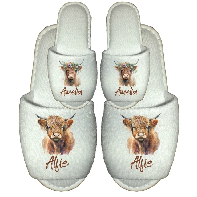 HIGHLAND COW SPA Slippers Personalised PicClick UK - Main Image