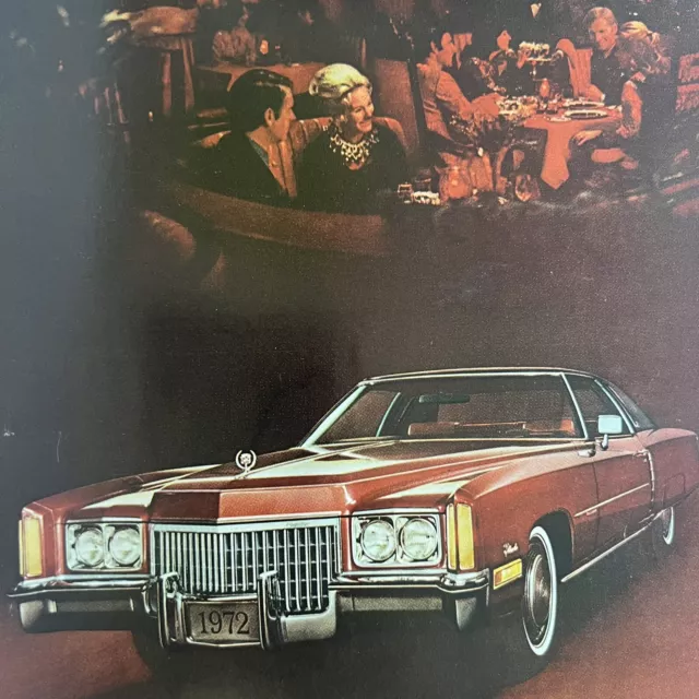 Vintage 1972 Cadillac Eldorado Red Advertisement Ad Luxury Restaurant Dinner