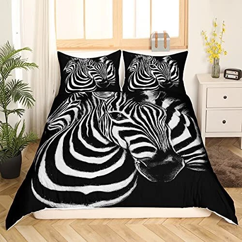 Feelyou Zebra Duvet Cover Set King Size 3D Horses Steed Print Bedding Set Afr...