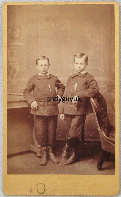 Cdv Boys Matching Suit Bow Tie Thompson Norwich Antique Fashion Victorian