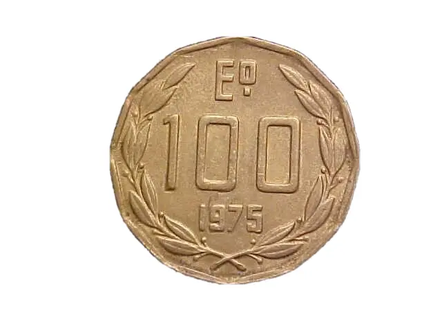 1975 CHILE 100 ESCUDOS KM# 202- VERY NICE CIRC 12 SIDED COLLECTOR COIN!-c2834xux
