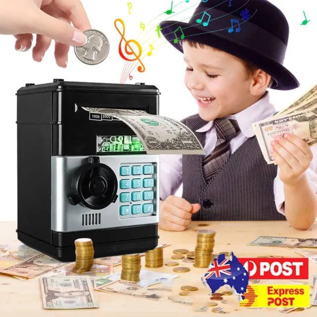 Mini ATM Code Lock Piggy Bank Coin Cash Saving Money Box Kids Electronic Toy AU
