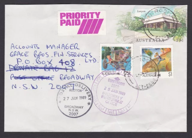 Living Together stamps used 1989 to uprate postal stationery for Priority Paid