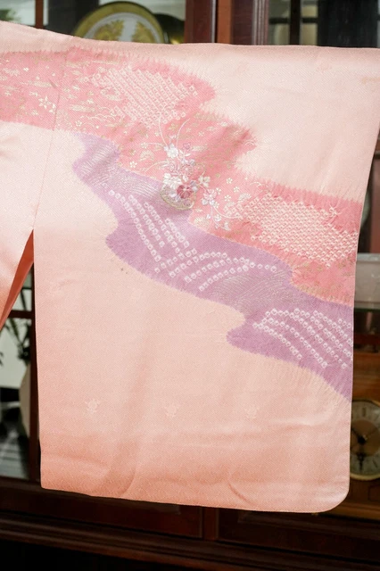 Dear Vanilla Japanese Silk Kimono Women's Robe Gown Authentic Japan Vintage Mint 5