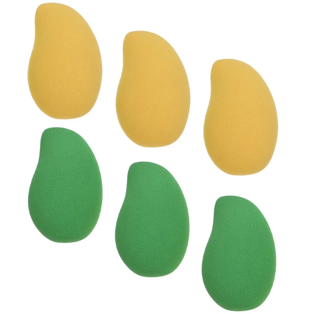 6 un. suministros de maquillaje esponja en polvo bocanadas de maquillaje húmedo seco diseño de mango
