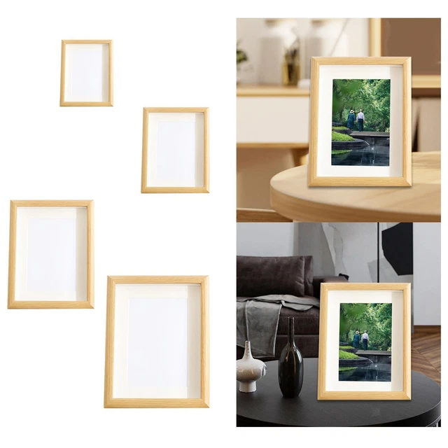 Cadre Photo En Bois Naturel Teinté Crème Avec Liséré Or Satiné – Format A4 (21x29,7cm) – Neuf Sous Emballage