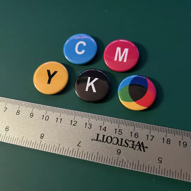 5 X CMYK Printing Button Badges 25mm Set
