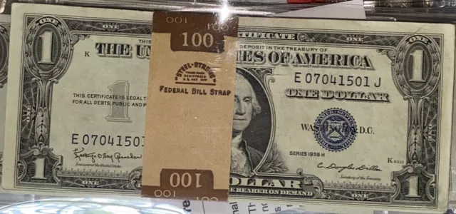 ⭐️10-1935H $1 Silver Certificates E-J Block Fr 1618 Uncirculated WITH MOTTO👀WOW