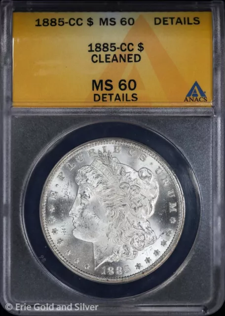 1885-CC $1 Morgan Silver Dollar ANACS MS 60 Details | Uncirculated UNC
