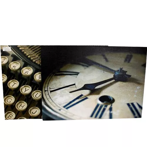 Vintage Canvas Wall Art Type Writer Clock Hanging Decor Gift Retro Picture Home