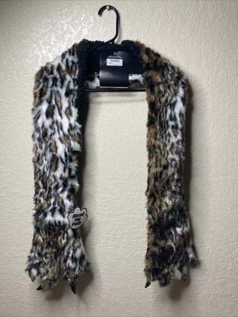 Mixit Faux Fur Paws Scarf Animal Print Claws Cheetah NEW With Tags