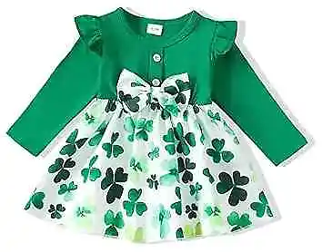 Newborn Baby Girl Clothes Outfits Gifts Romper Top 3-6 Months Green Dress