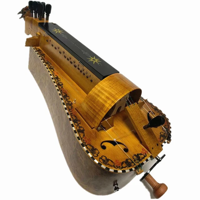 Excellent 6 cordes 23 touches virage hurdy, bois d'érable, coquille incrustée dragon sculpté 4