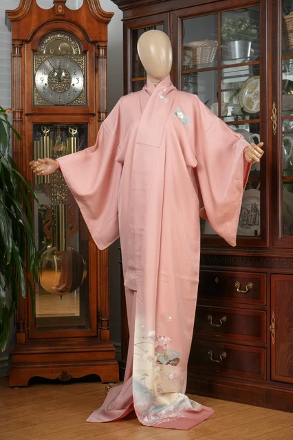 Dear Vanilla Japanese Silk Homongi Kimono Women's Authentic Japan Vintage Mint